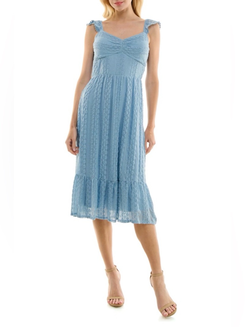 Junior Lily Rose flutter sleeve lace midi dress blue size XXL